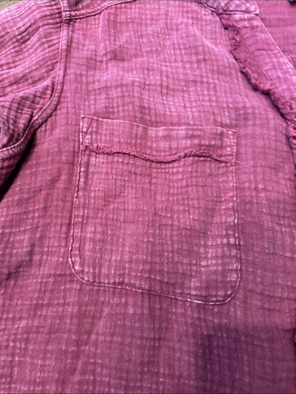 easel Washed Button-Front Top - Raspberry - Picture 4 of 9